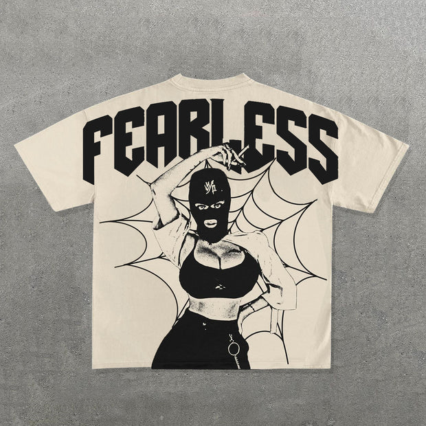 Fearless Spider Web Print Short Sleeve T-Shirt