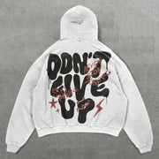 Don’t Give Up Print Long Sleeve Hoodies