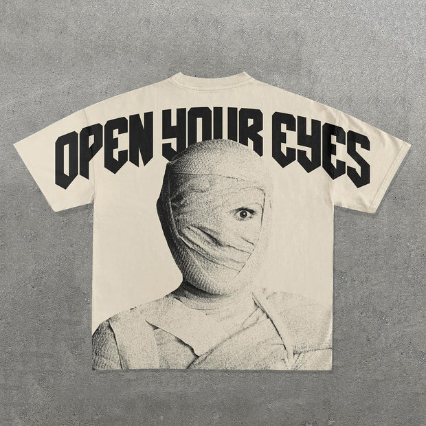 Open Your Eyes Print Short Sleeve T-Shirt