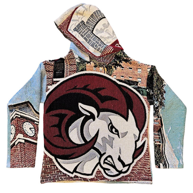 retro statement tapestry print hoodie