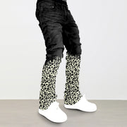 Vintage fashion leopard piled jeans