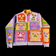 Fashionable retro childlike contrasting color zipper jacket