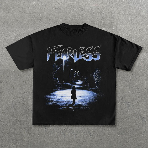 Fearless Night Print Short Sleeve T-Shirt