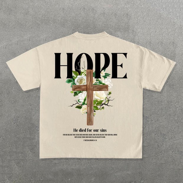 Hope Cross Print Short Sleeve T-Shirt