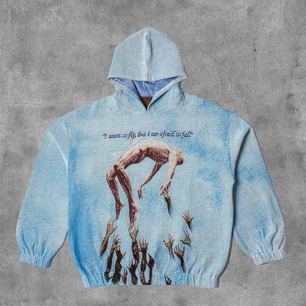 I Want To Fly But I am Afraid To Fall Print Tapestry Hoodies