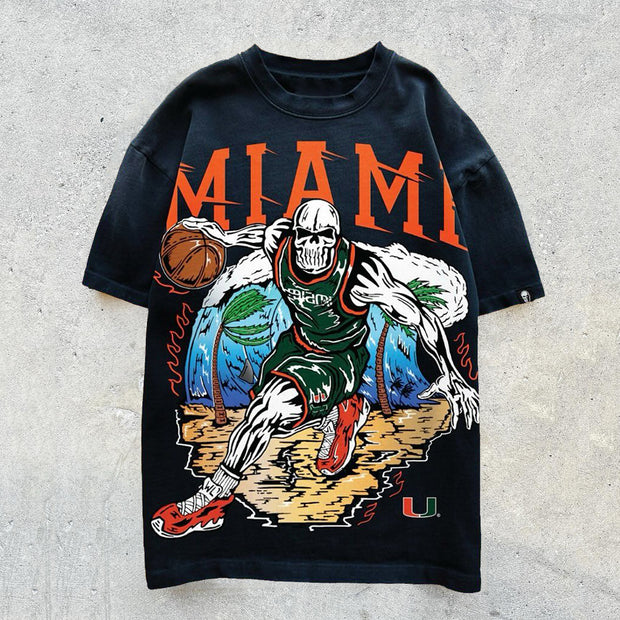 Miami Basketball Print Short Sleeve T-Shirt