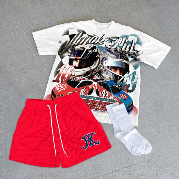 Vintage Racing T-Shirt Casual Shorts Set