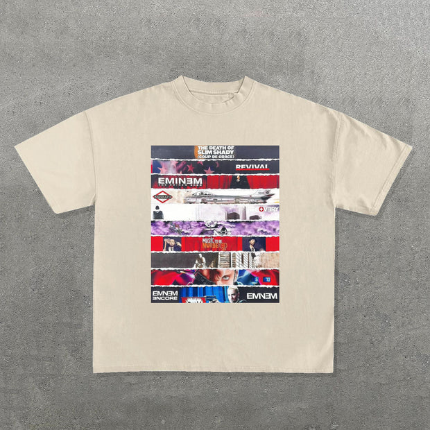 Eminem Bar Chart Album Print Short Sleeve T-Shirt