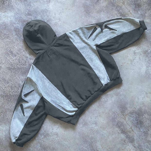 Casual street patchwork zipper sport cotton hoodie