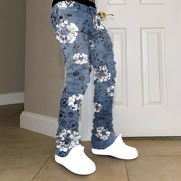 Vintage hip hop pattern casual jeans