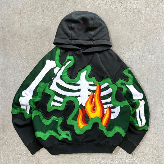 Contrast color skull hip hop fashion hoodie