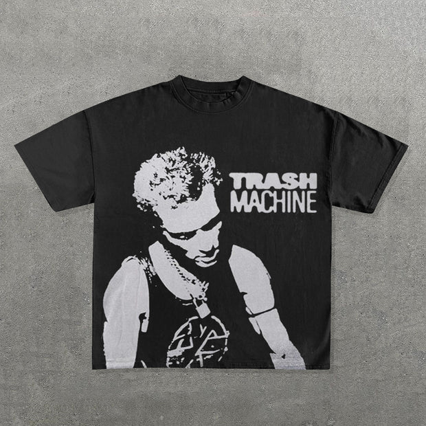 Trash Machine Print Short Sleeve T-Shirt