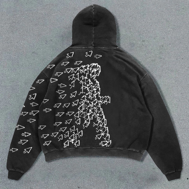 Retro trendy printed comfortable hoodie