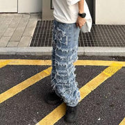 High Street Heavy Industry Washed Whisker Harem Patch Jeans