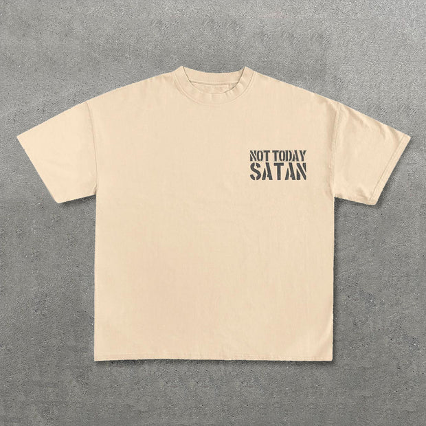 Not Today Satan Print Short Sleeve T-Shirt