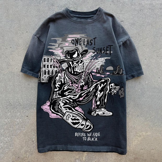 Personalized Skull Print Short Sleeve T-Shirt