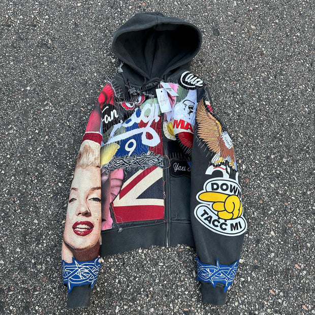 Vintage patchwork Marilyn Monroe zip-up hoodie