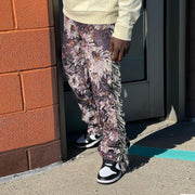 Trendy hip-hop tapestry print pile pants