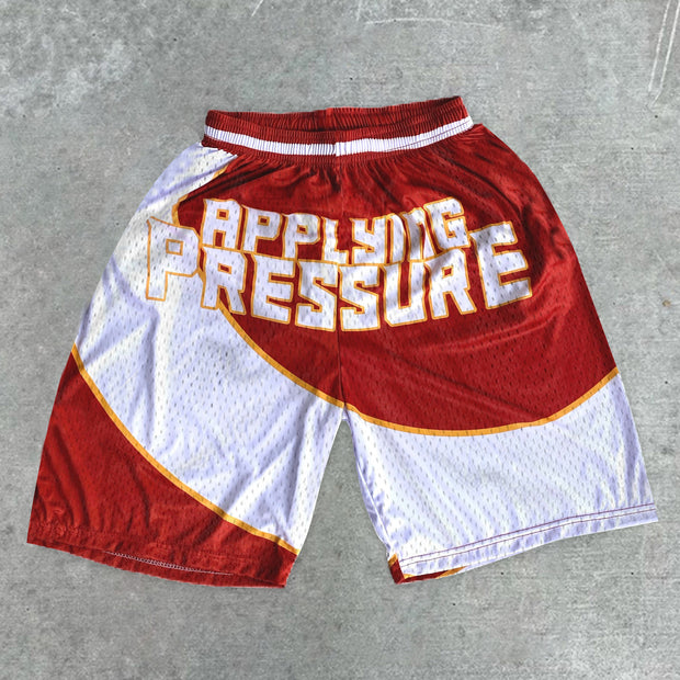 Fashion Colorblock Letters Casual Sports Shorts