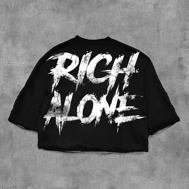 Rich Alone Printed Three-quarter Sleeve T-shirt