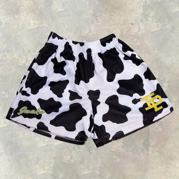Stylish Preppy Cow Mesh Shorts