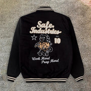 Black cat casual retro street baseball jacket