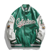 Baseball uniform leather jacket embroidery high street retro jacket couple jacket