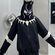 Trendy brand personality spoof full zip hoodie