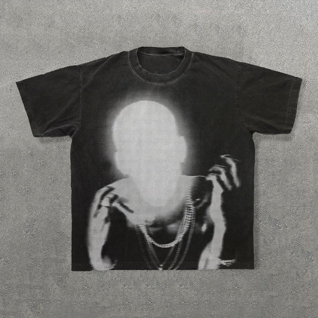 Faceless Boy Print Short Sleeve T-Shirt