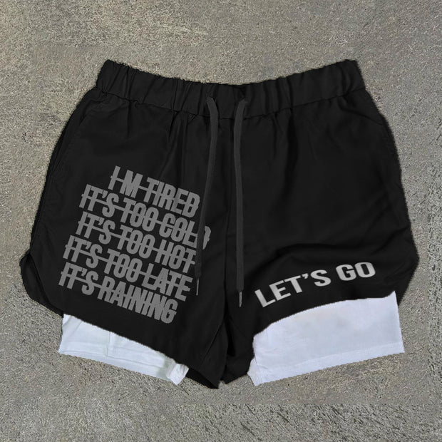 Let's Go Print Double Layer Quick Dry Shorts
