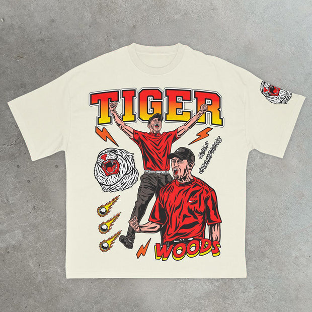 Tiger Casual Street Sports Baseball T-Shirt