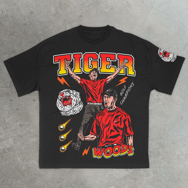 Tiger Casual Street Sports Baseball T-Shirt