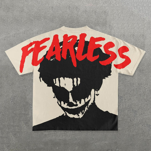 Hippie Punk Fearless Print Short Sleeve T-Shirt