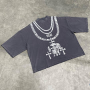 Cross skull casual street T-shirt