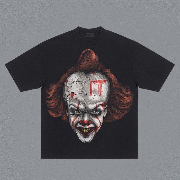 retro clown print graphic t-shirt