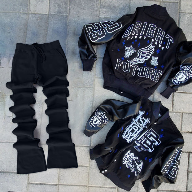 Fashionable personalized jacket and bell pants suit