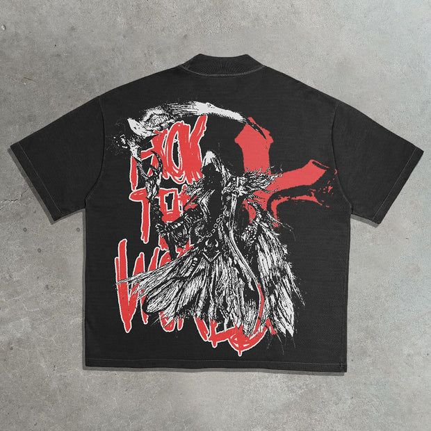 Death cross print cotton T-shirt