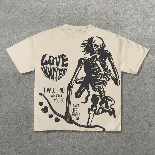 Skull Letters Print Short Sleeve T-Shirt
