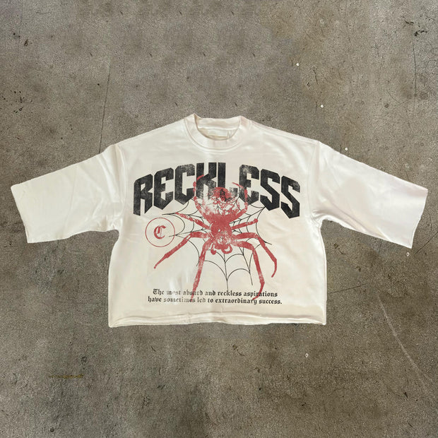 Reckless Spider Printed Three-quarter Sleeve T-shirt