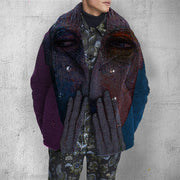 Casual face-covering abstract lamb velvet long-sleeved jacket