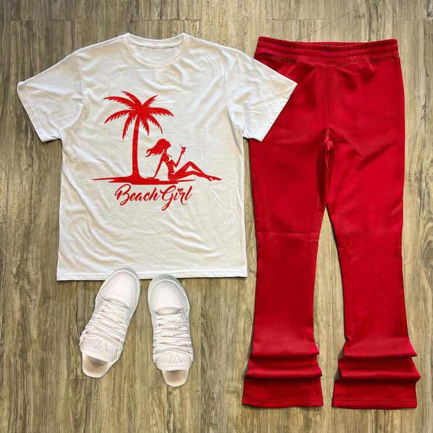 Trendy Casual Graphic T-Shirt Trousers Set