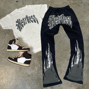 Heartless Print T-Shirt Trousers Two-Piece Set