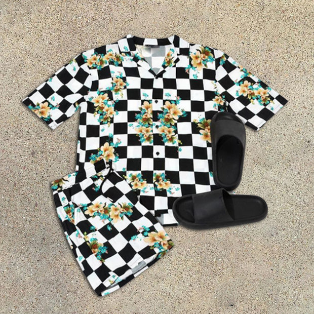 Checkerboard Short Sleeve Shirt Set