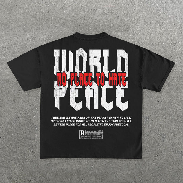 World Peace Print Short Sleeve T-Shirt