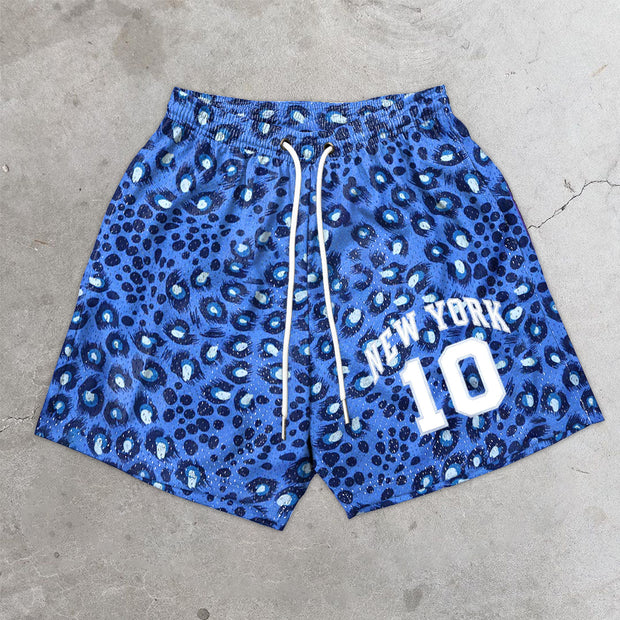 Retro casual printed sport mesh shorts