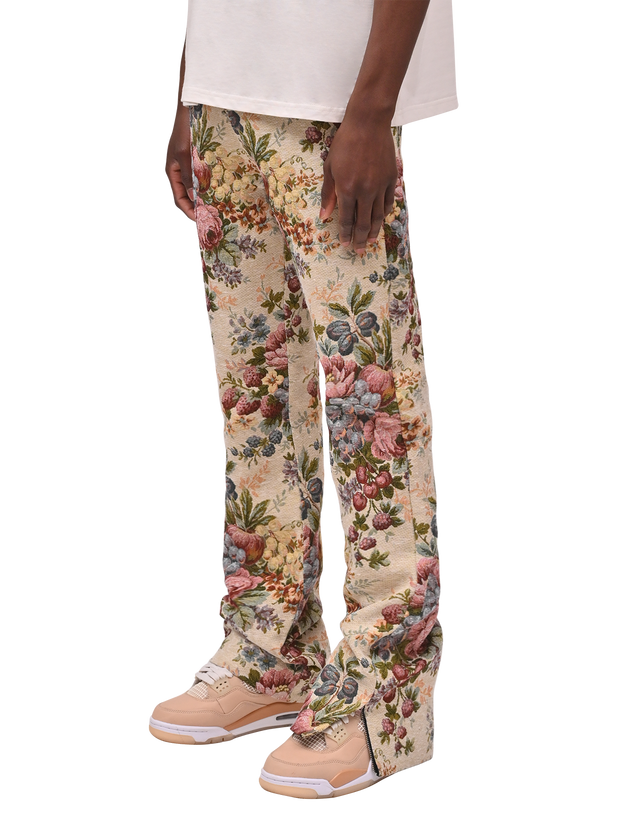 Stylish retro floral pattern casual trousers