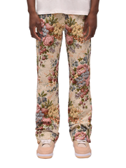 Stylish retro floral pattern casual trousers