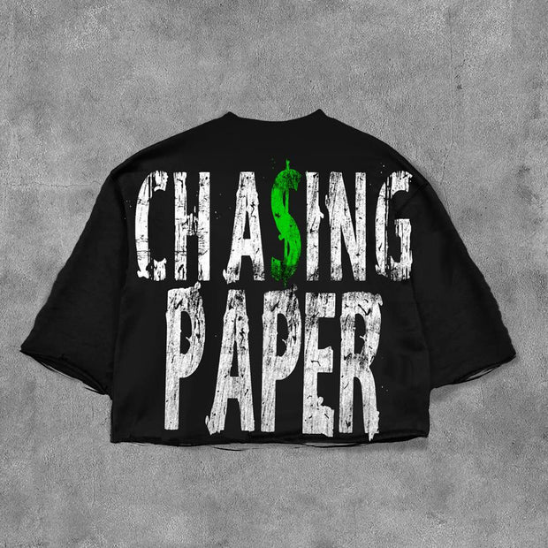 Chasing Paper Printed Three-quarter Sleeve T-shirt