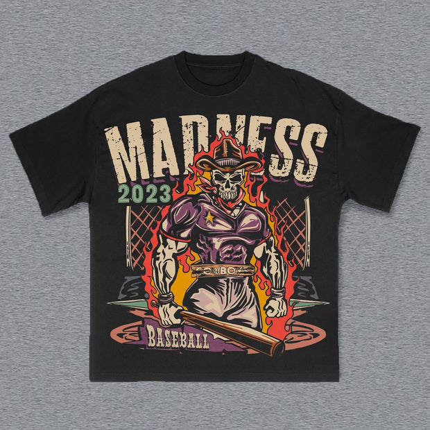 Baseball Madness Print Short Sleeve T-Shirt