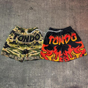 Fashion personality street style print flame camouflage shorts